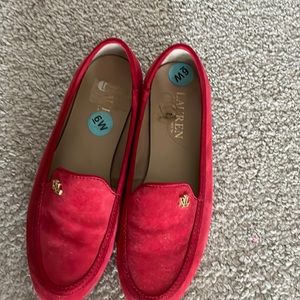 RL red shoe, size 6, very good condition except leather inside as per picture